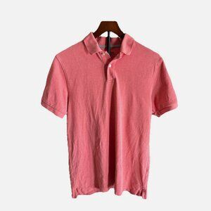 Charles Tyrwhitt Polo Shirt Mens Size Small Pink/Peach Short Sleeve Mesh Cotton